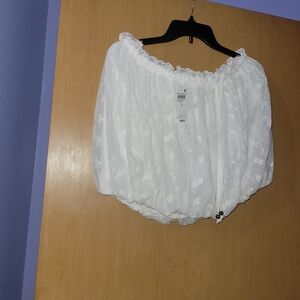 White Floral Lace Bubble Skirt